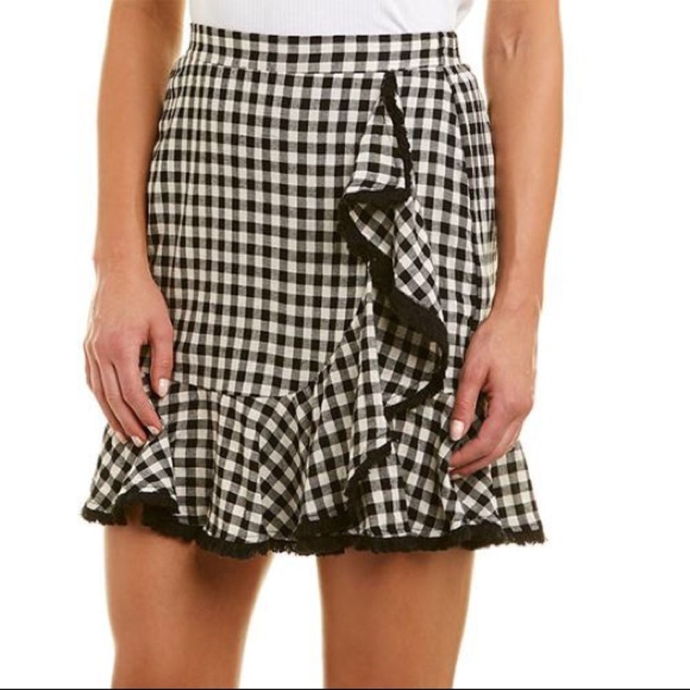 Moon River Gingham Ruffle Skirt - L